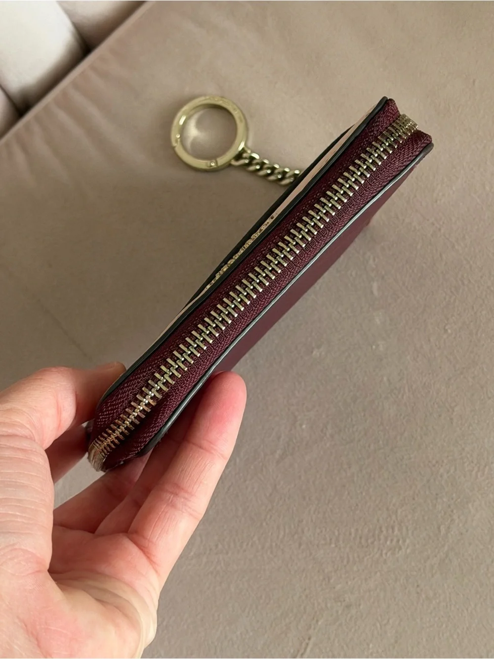 Kate Spade WLRU5425 Burgundy Blush Saffiano Leather Zip Around Bifold Wallet